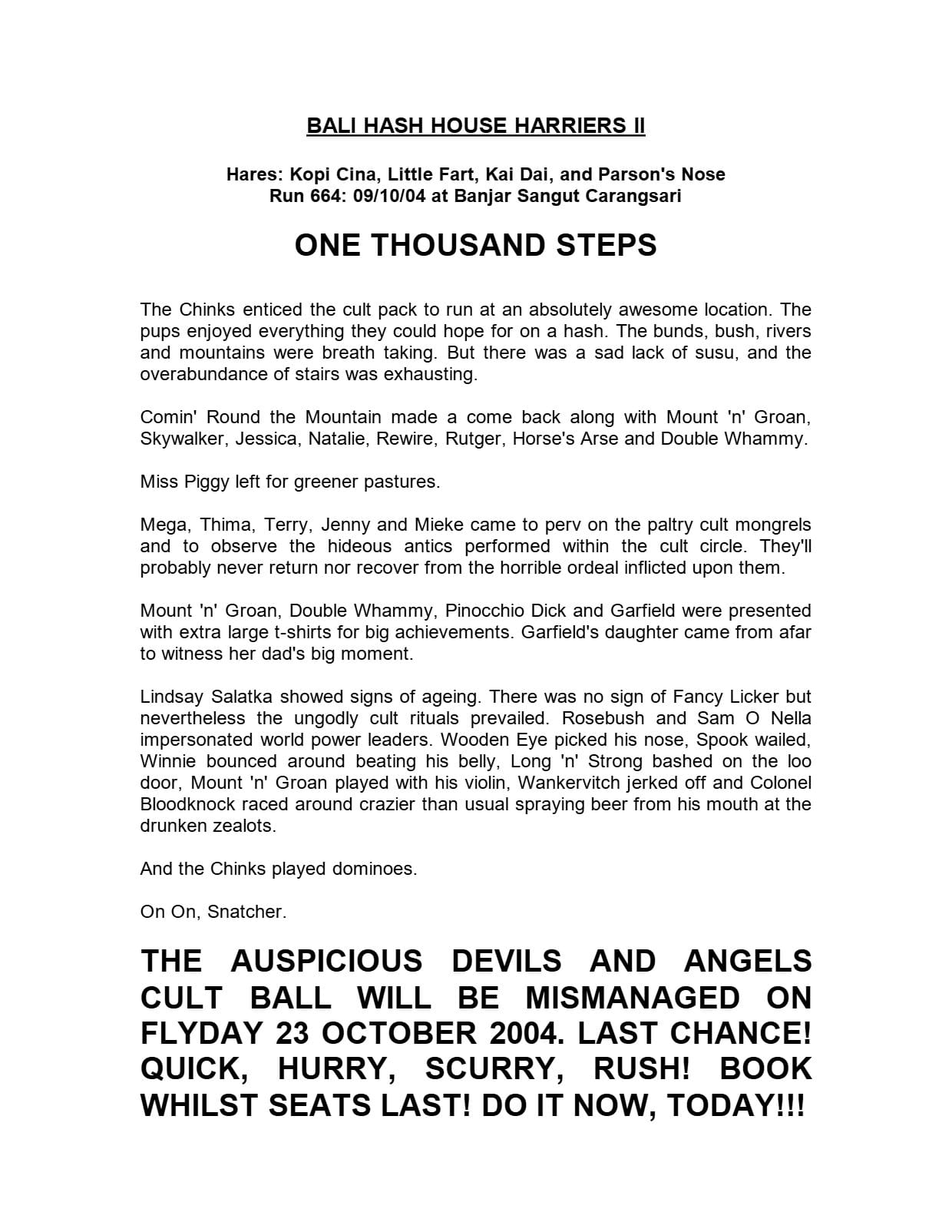 BHHH2 Hash Trash - A Day In Hash History - HHH Run 664 - 2004-10-09 page 1