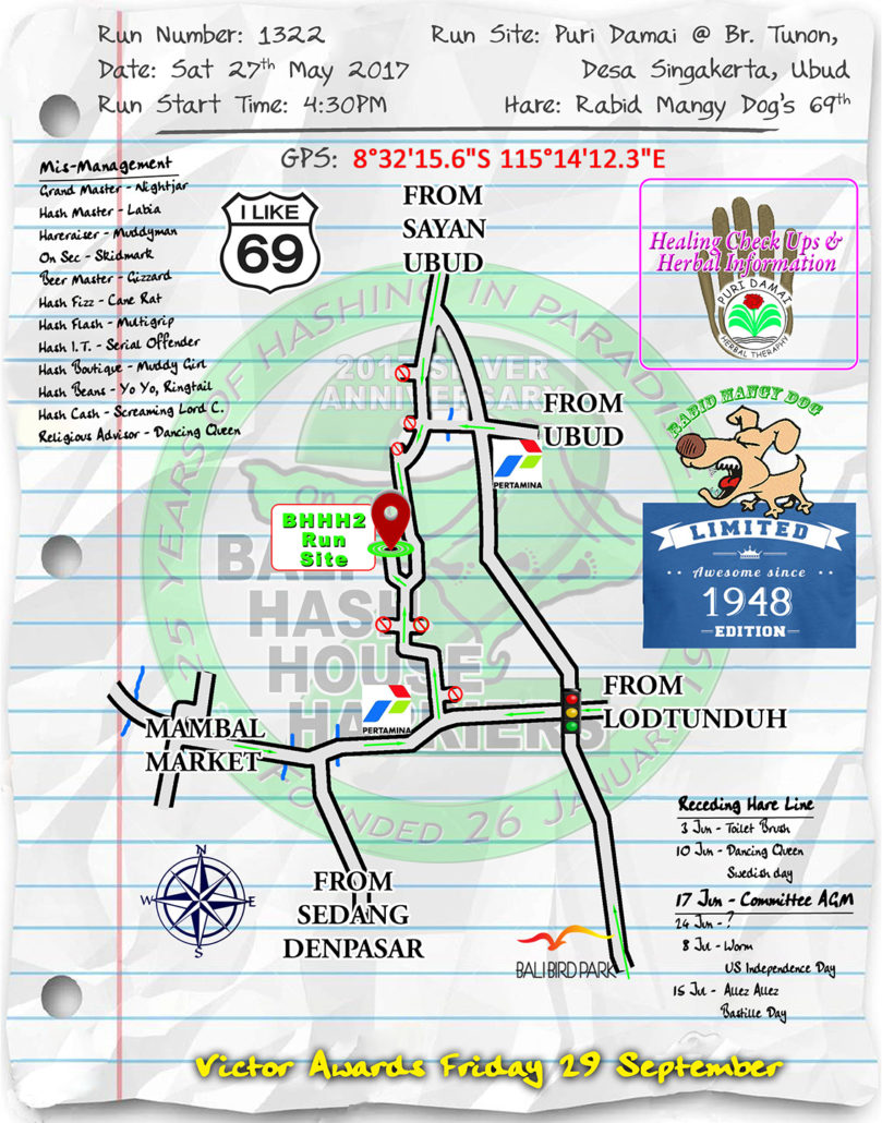  Next Run Map #1322 Puri Damai @ Br. Tunon, Desa Singakerta, Ubud Sat 27-May-2017