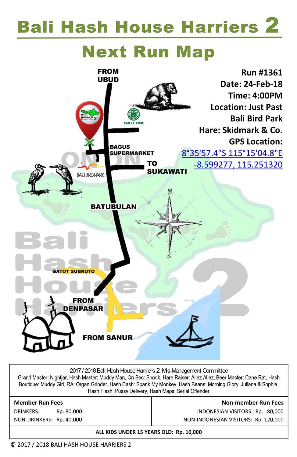 BHHH2 Next Run Map 1361 Next to Bali Bird Park 24-Feb-18