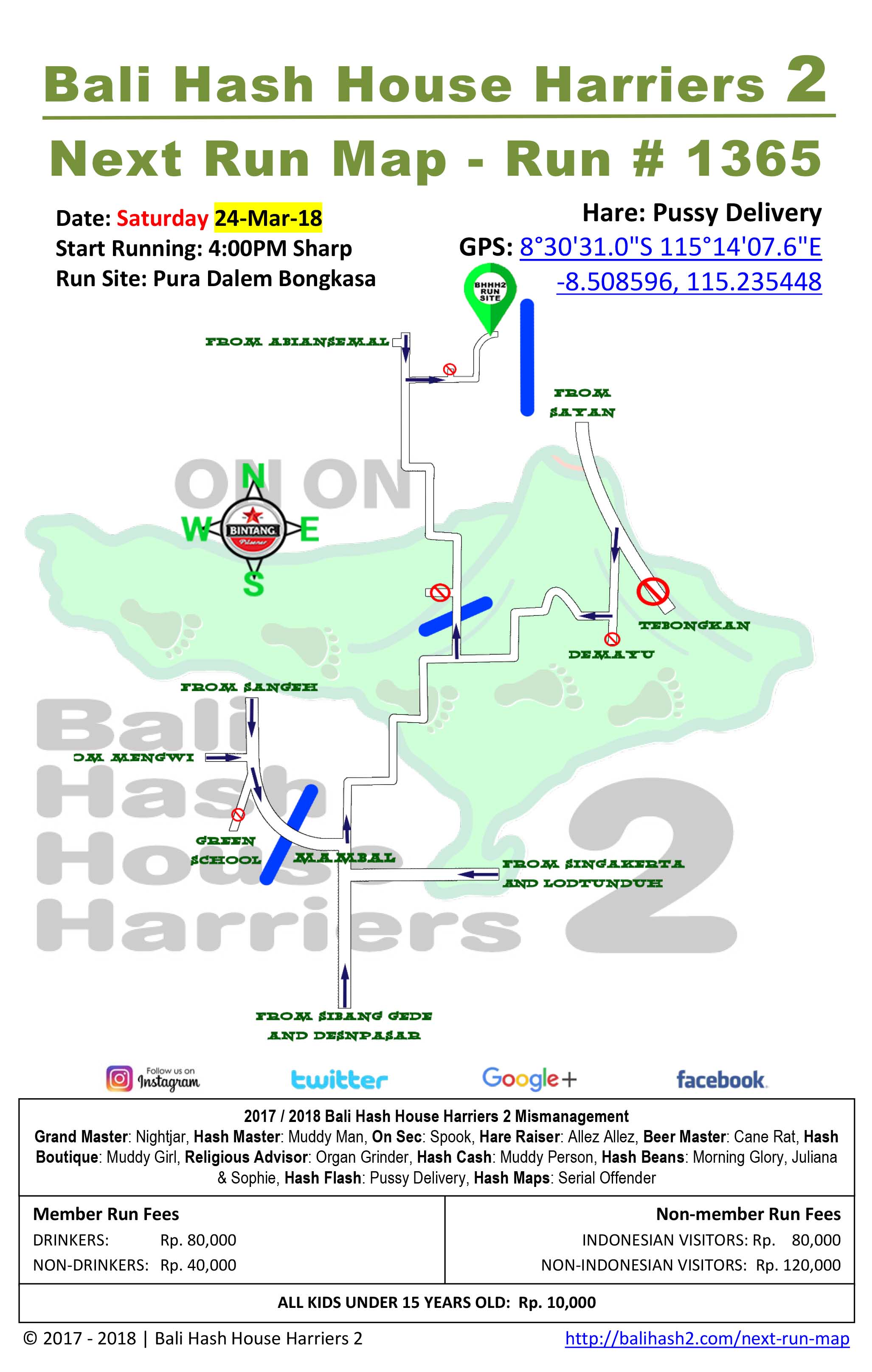 BHHH2 Next Run Map 1365 Pura Dalem Bongkasa Saturday 24-Mar-18