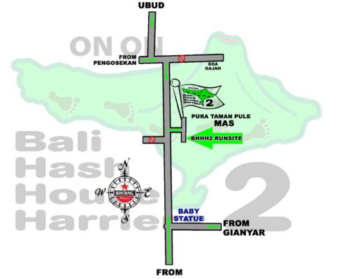 Bali Hash House Harriers 2 Next Run Map #1372 Pura Taman Pule, MAS, Ubud 12-Mei-18