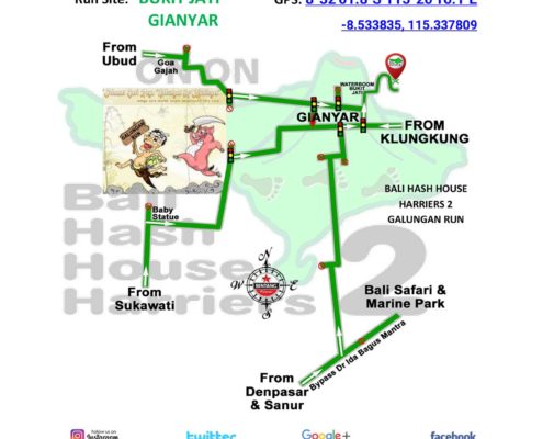 Bali Hash House Harriers 2 BHHH2 Next Run Map #1375 Bukit Jati Gianyar