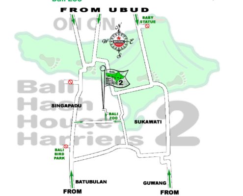 Bali Hash House Harriers 2 Next Run Map #1382 Singapadu Bali Zoo 21-Jul-18