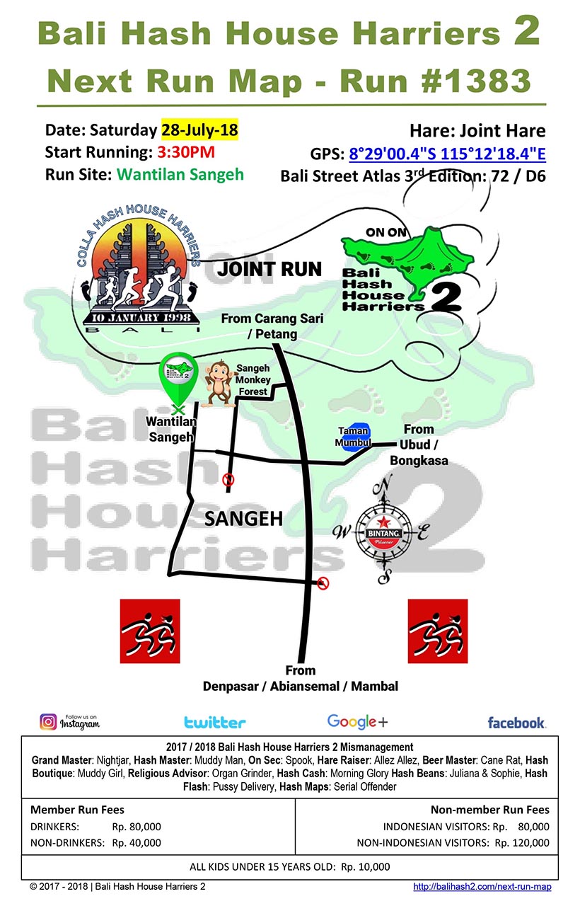 BHHH2 Next Run Map #1383 Wantilan Sangeh 28-Jul-18