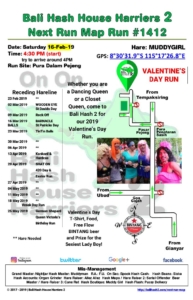 Bali Hash 2 Next Run Map #1412 Pura Dalem Pejeng Valentines Day