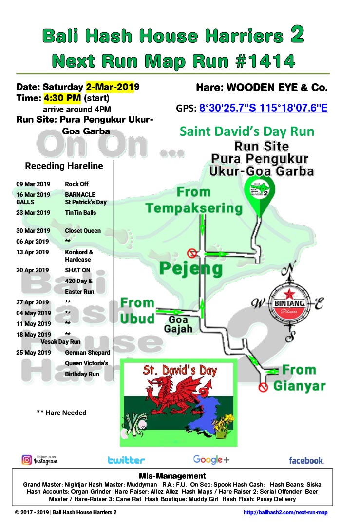 Bali Hash 2 Next Run Map #1414 Pura Ukur Ukuran