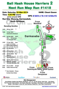 Bali Hash 2 Next Run Map #1418 Blusung, Darmasabah North Denpasar
