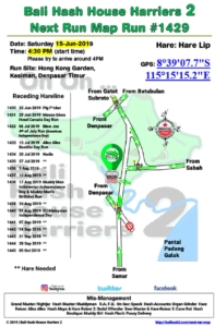 Bali Hash 2 Next Run Map #1429 Hong Kong Garden Kesiman