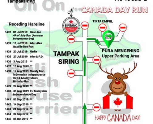 Bali Hash 2 Next Run Map #1431 Pura Mengening Tampaksiring Canada Day Run
