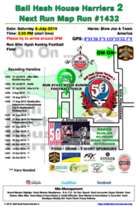 Bali Hash 2 Next Run Map #1432 Nyuh Kuning Football Field 4th of July Run