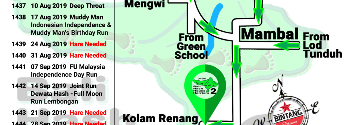 Bali Hash 2 Next Run Map #1436 Kolam Renang Tirtha Yasa Mambal