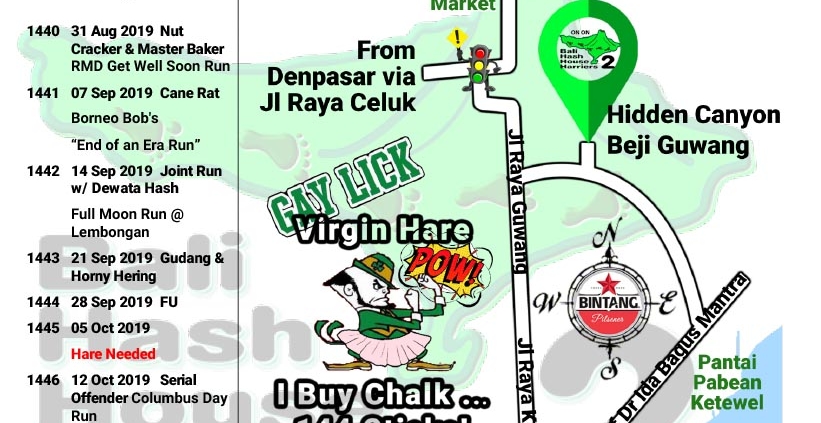 Bali Hash 2 Next Run Map #1439 Hidden Canyon Beji Guwang