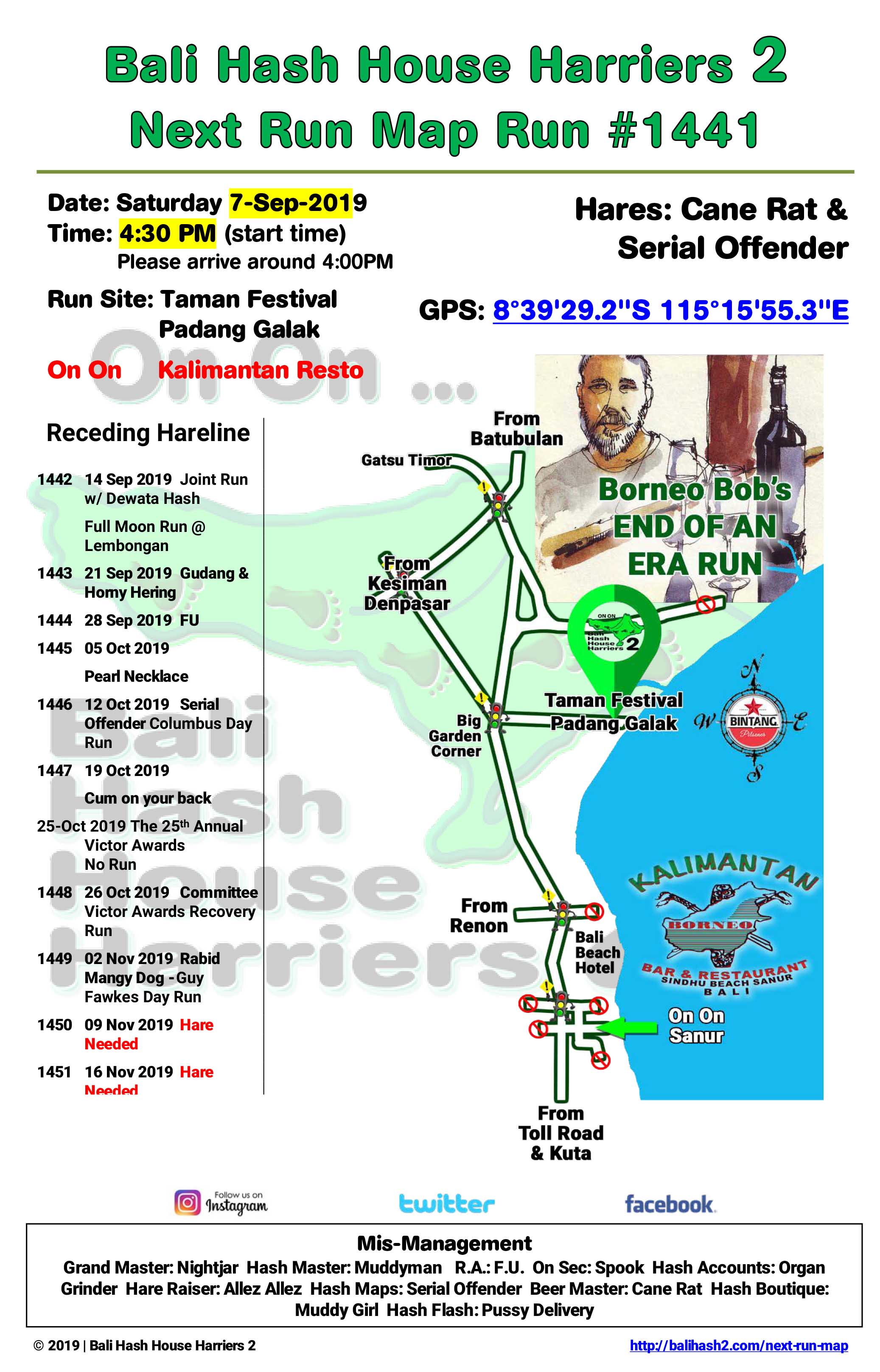Bali Hash 2 Next Run Map #1441 Taman Festival Padang Galak