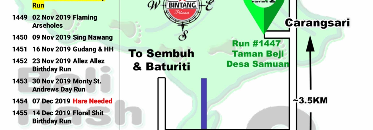 Bali Hash 2 Next Run Map #1447 Taman Beji Desa Samuan