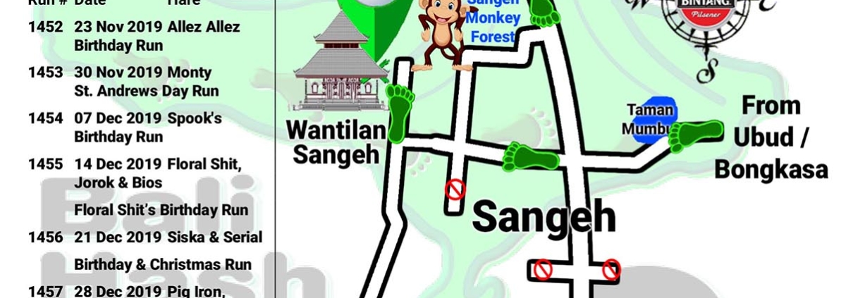 Bali Hash 2 Next Run Map #1451 Wantilan Sangeh