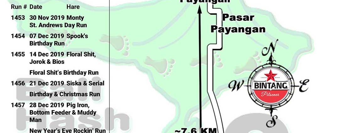 Bali Hash 2 Next Run Map #1452 Kantor POS Payangan