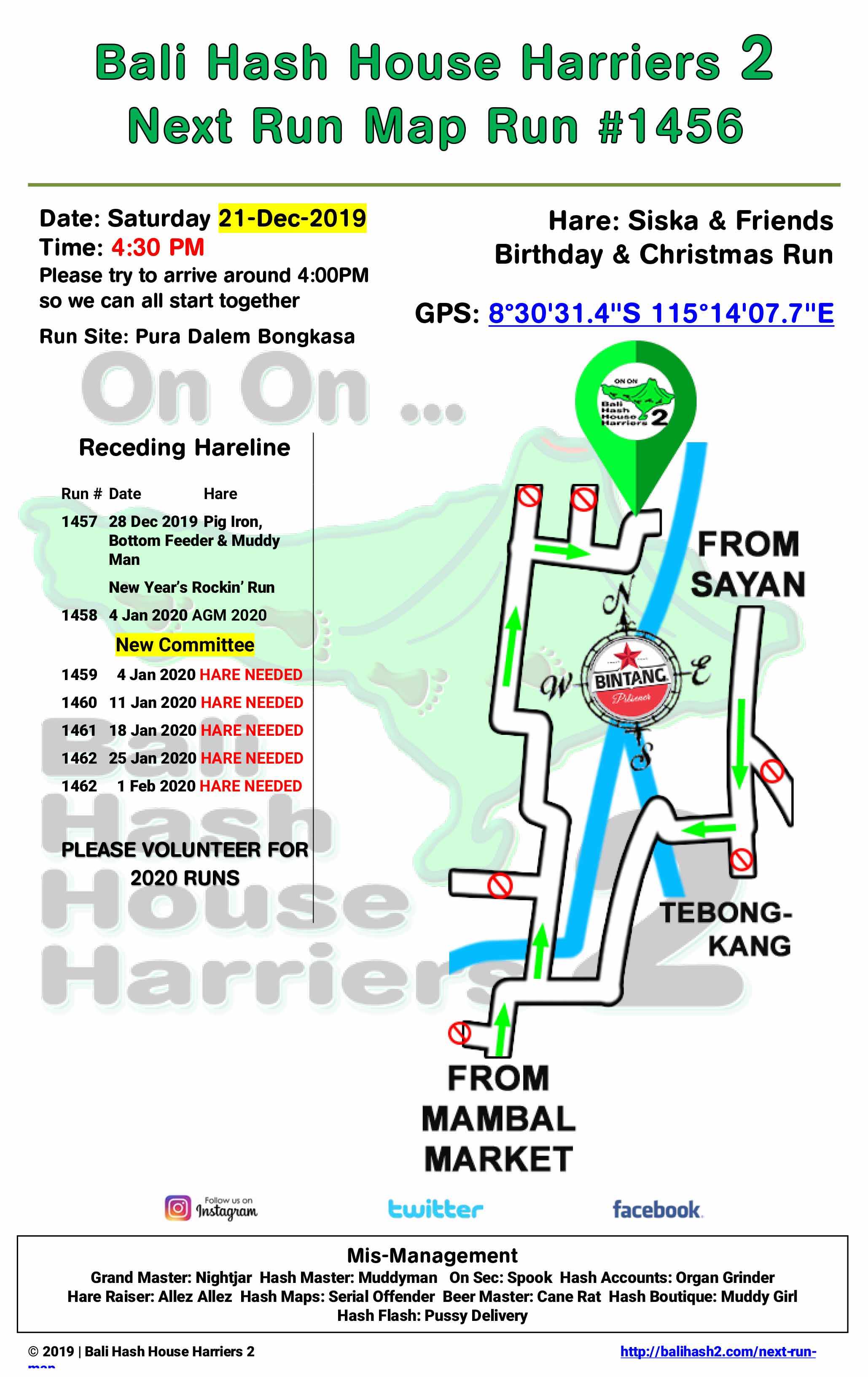 Bali Hash 2 Next Run Map #1456 Pura Dalem Bongkasa