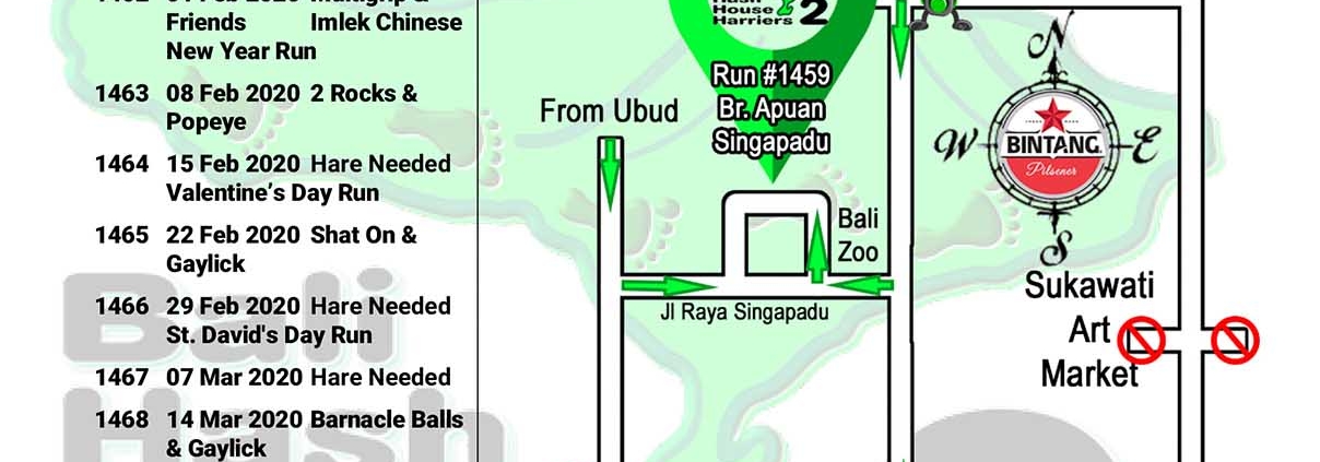 Bali Hash 2 Next Run Map #1459 Br. Apuan Singapadu