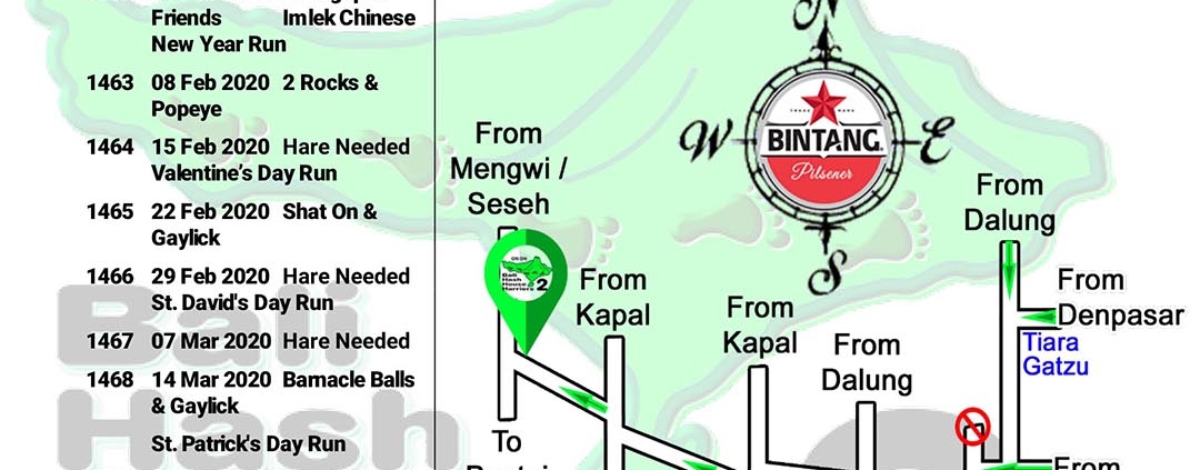 Bali Hash 2 Next Run Map #1460 Banjar Munggu Mengwi