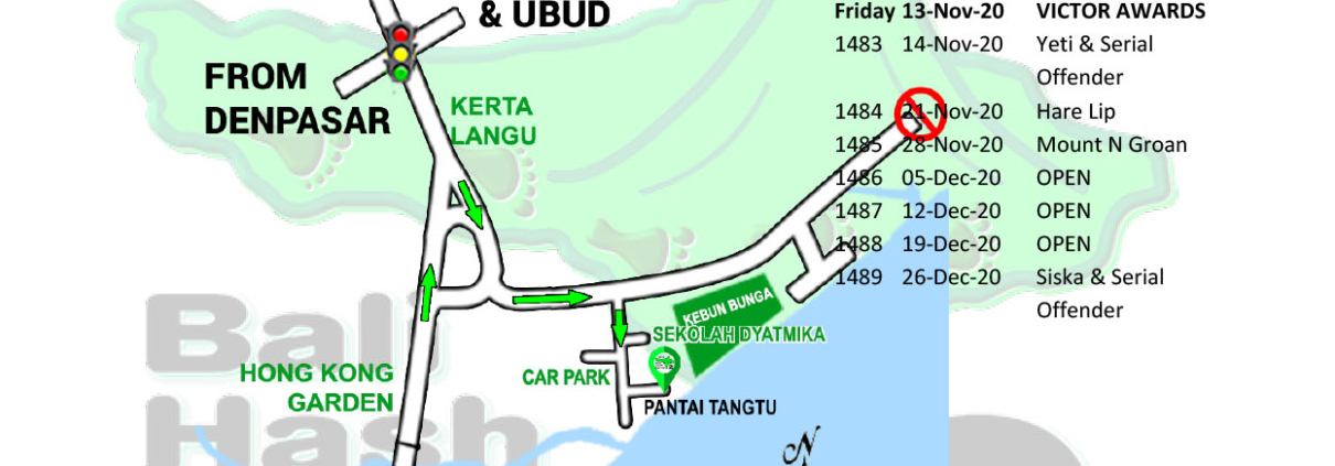 Bali Hash 2 Next Run Map #1477 Pantai Tangtu Kesiman