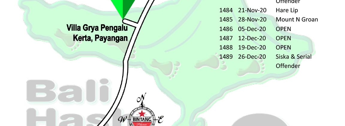 Bali Hash 2 Next Run Map #1478 Villa Grya Pengalu, Kerta, Payangan