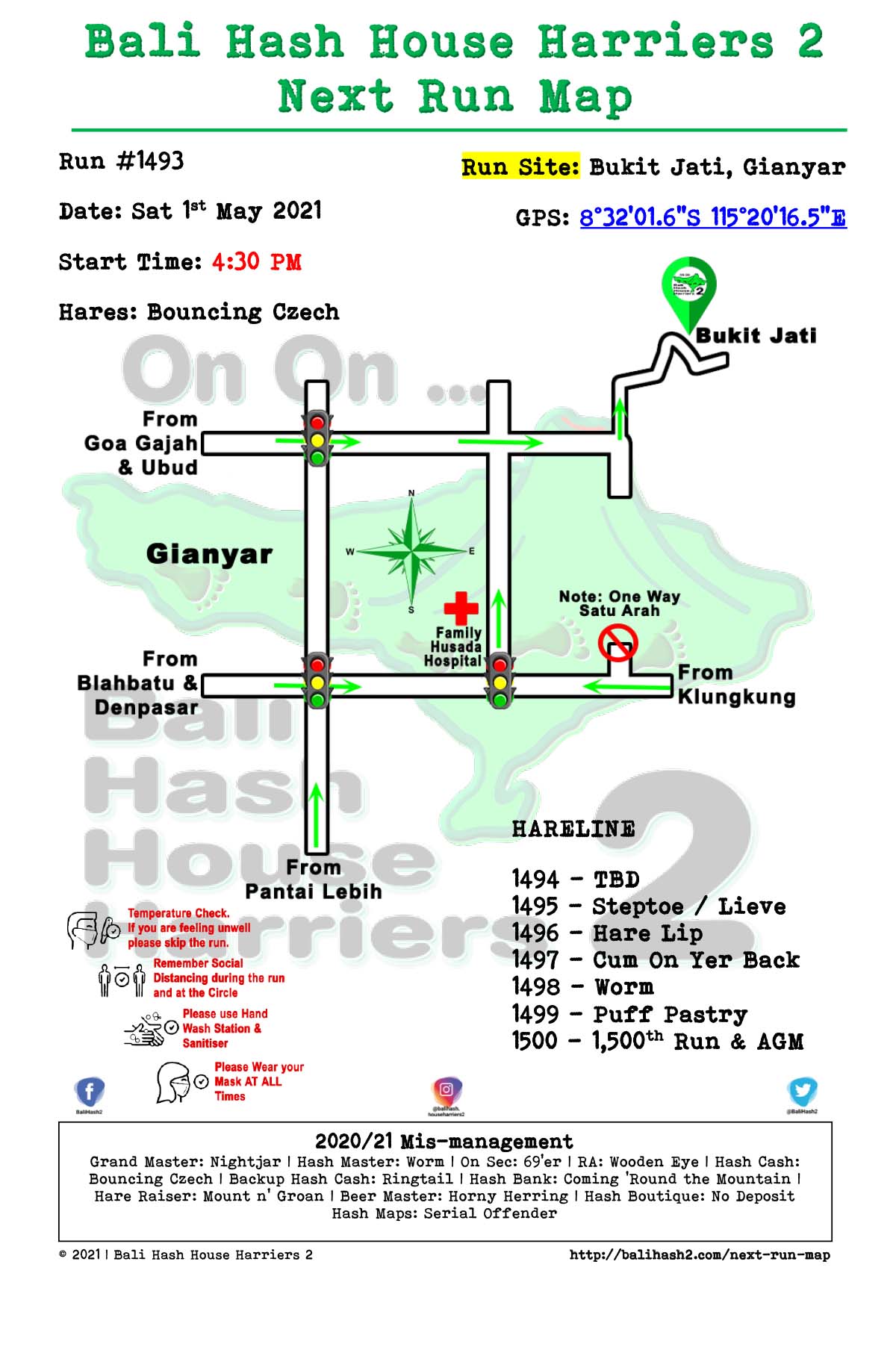 Bali Hash 2 Next Run Map #1493 Bukit Jati Gianyar 1-May-21