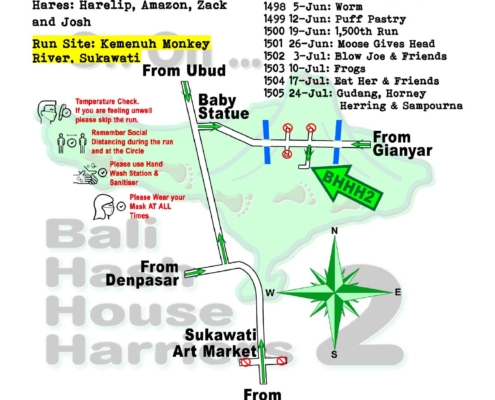 Bali Hash 2 Next Run Map #1496 Kemenuh Monkey River Sukawati 22-May-21