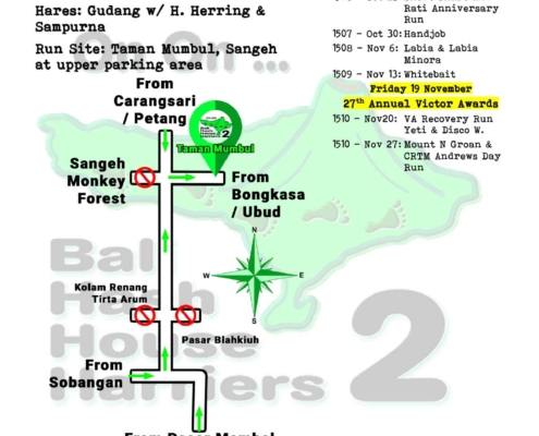 Bali Hash 2 Next Run Map #1505 Taman Mumbul Sangeh Saturday 16-Oct-2021