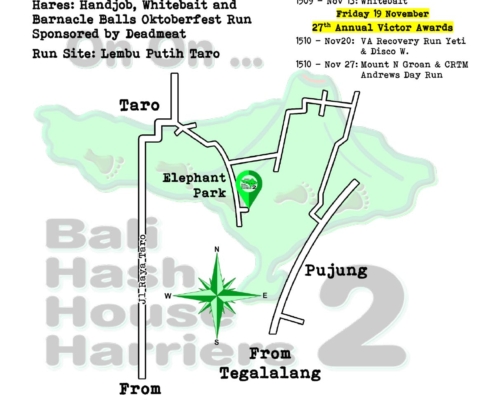 Bali Hash 2 Next Run Map #1507 Lembu Putih Taro Saturday 30-Oct-2021
