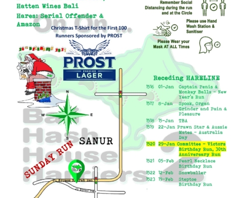 Bali Hash 2 Next Run Map #1515 Sunday Run Hatten Wine Sanur