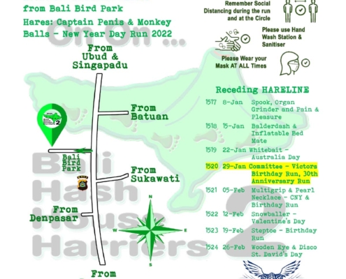 Bali Hash 2 Next Run Map #1516 Bali Bird Park Saturday 1-Jan-22